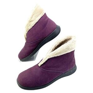 Hotter Purple Slippers Women's Size 9 Fur Lined Pull-On A00698